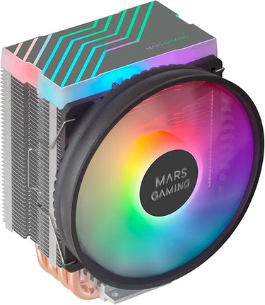 Mars Gaming MCPU44, Disipador CPU ARGB con 4 Heatpipes HCT 160W TDP, Ventilador Circular Ultra-Silencioso PWM 110mm, Iluminación Dual ARGB, Multisocket Intel/AMD, Altura Compacta 133mm